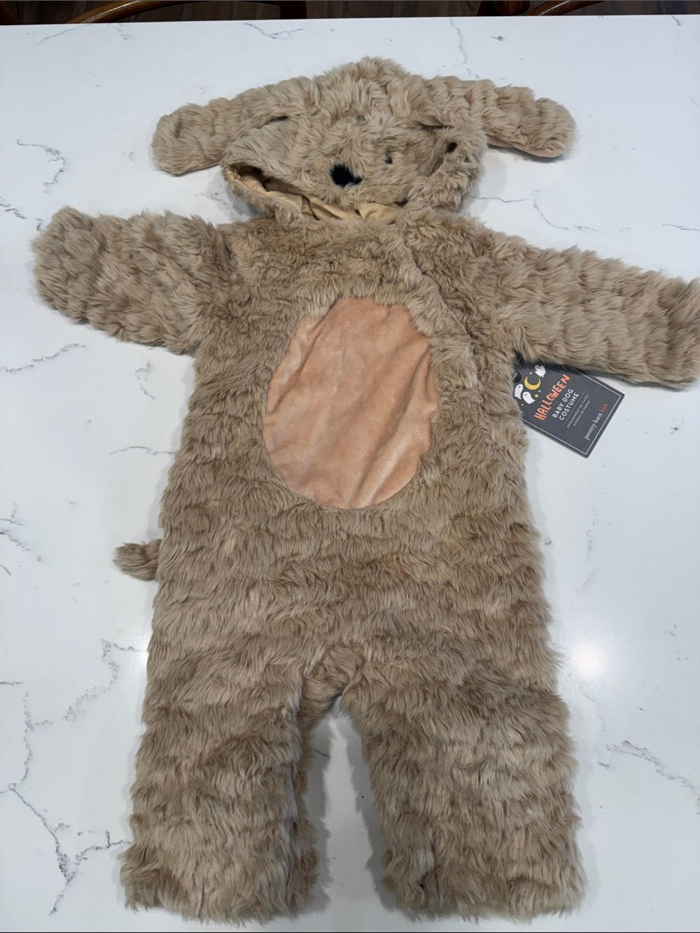 Pottery Barn Kids Plush baby dog Costume in Light Brown with Tan Belly